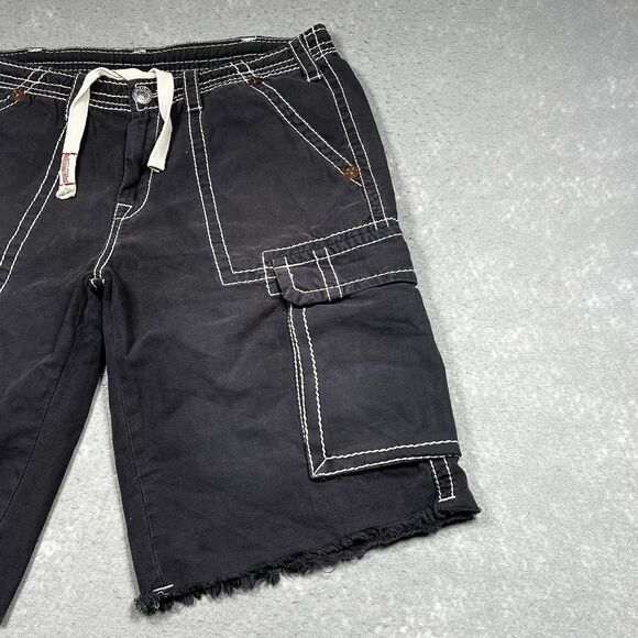 Vintage True Religion Cargo Shorts Men’s 36 Gray Baggy Contrast Stitch 13” Y2K - Picture 5 of 16
